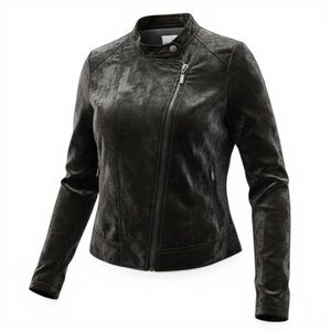 NEW Kensie Size Medium Black Velveteen Moto Bomber Zip Front Jacket